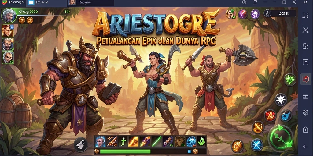 Tampilan gameplay ARIESTOGEL yang penuh aksi dan petualangan.