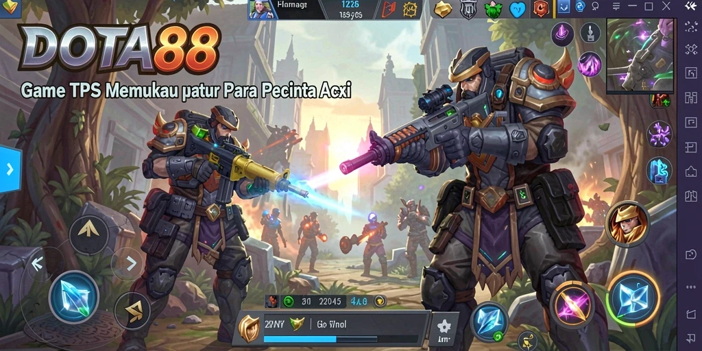 Tangkapan layar DOTA88 memperlihatkan aksi intens dalam gameplay TPS.