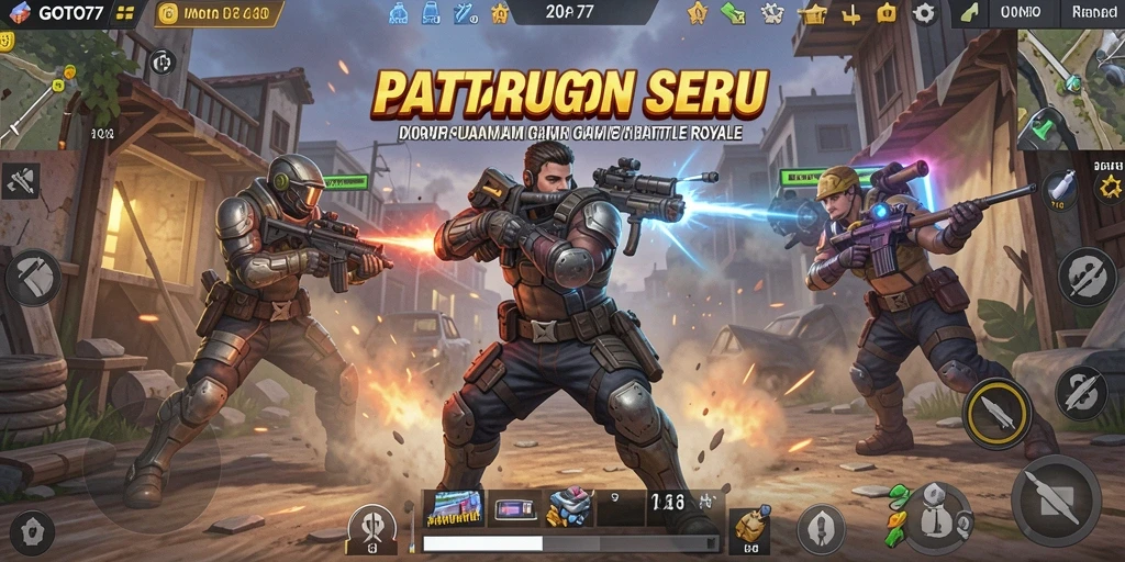 Screenshot gameplay GOTO77 menampilkan aksi seru dalam pertempuran Battle Royale.