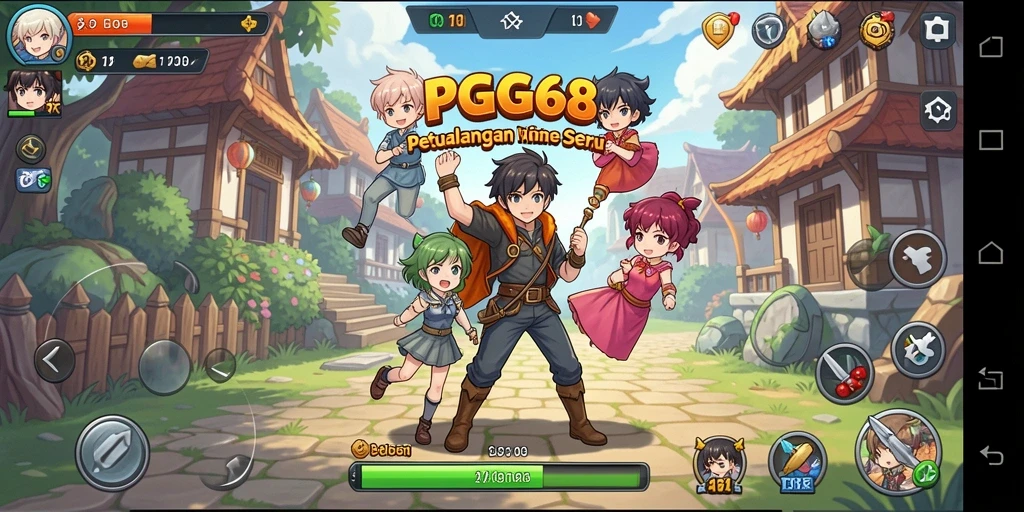 Tampilan gameplay PGG68 dengan aksi seru karakter Anime.