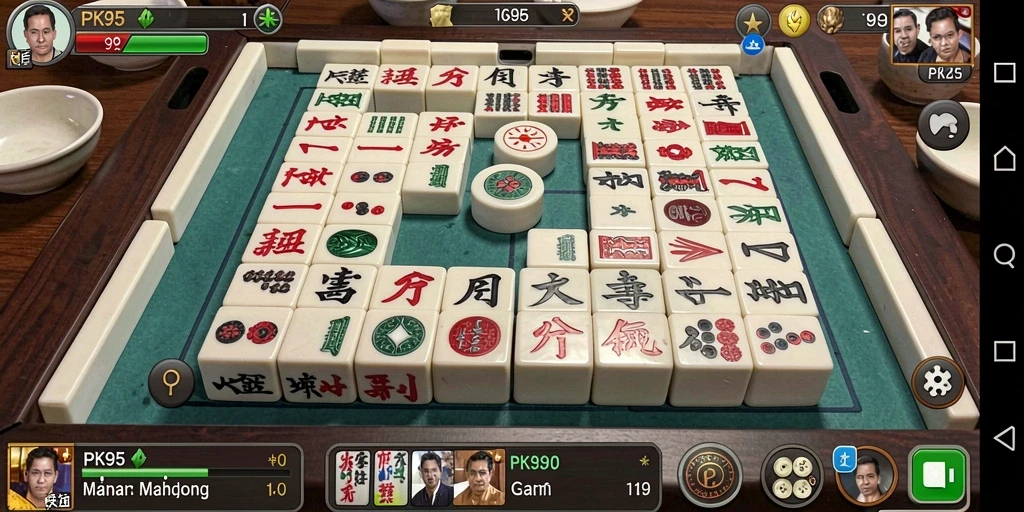 Screenshot PK95 yang menunjukkan gameplay seru Mahjong.