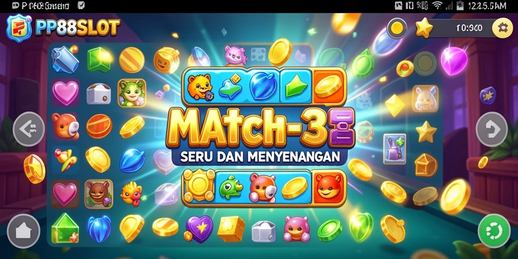 Screenshot gameplay PP88SLOT menunjukkan aksi mencocokkan permata yang seru.