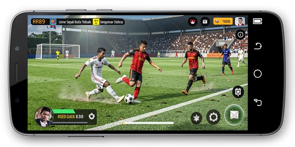 Tampilan gameplay RR89 yang menegangkan saat pertandingan sepak bola.