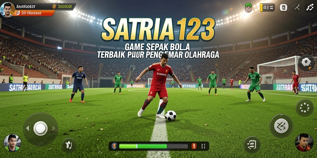 Gameplay menarik dengan aksi sepak bola yang mendebarkan.