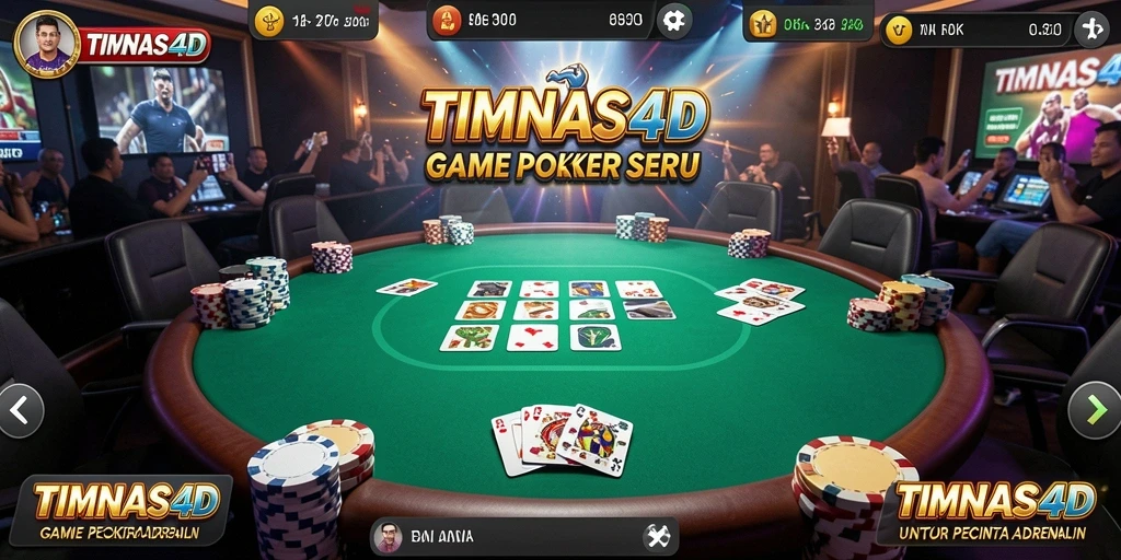 Tampilan gameplay seru dari TIMNAS4D dengan fitur poker menarik.